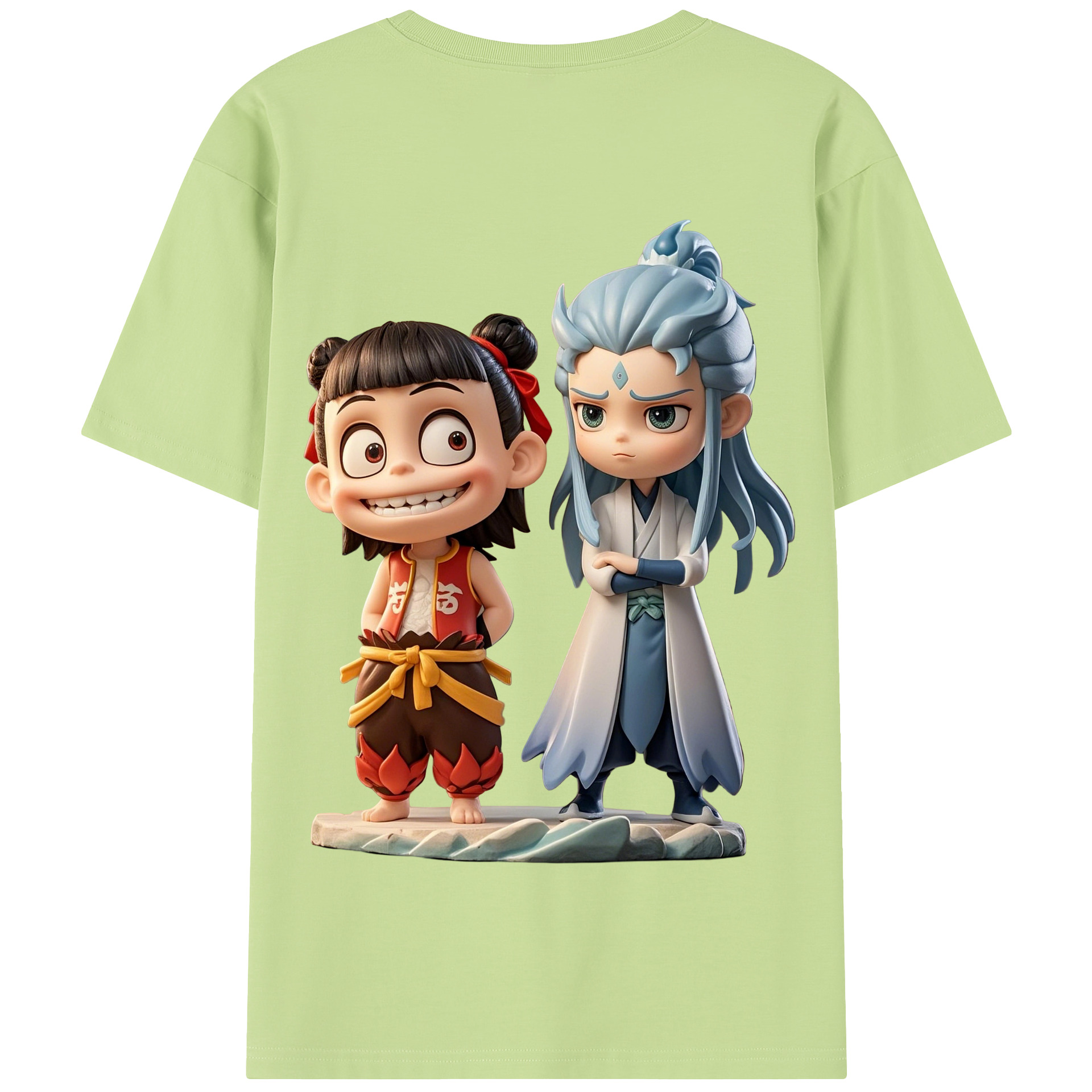 （画像用） Ne Zha 2 ナタ 魔童の大暴れ 綿100％半袖Tシャツ（背面プリント）